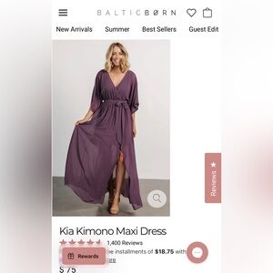 Baltic Born Kia Kimono Maxi Dress vintage plum
